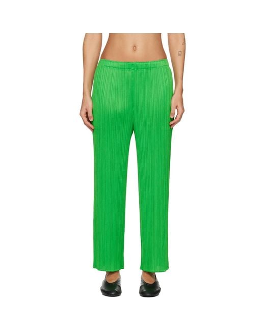 Pleats Please Issey Miyake Green Monthly Colors April Trousers