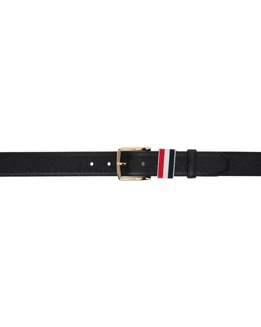Thom Browne Black Calfskin Pebbled Leather Belt for men