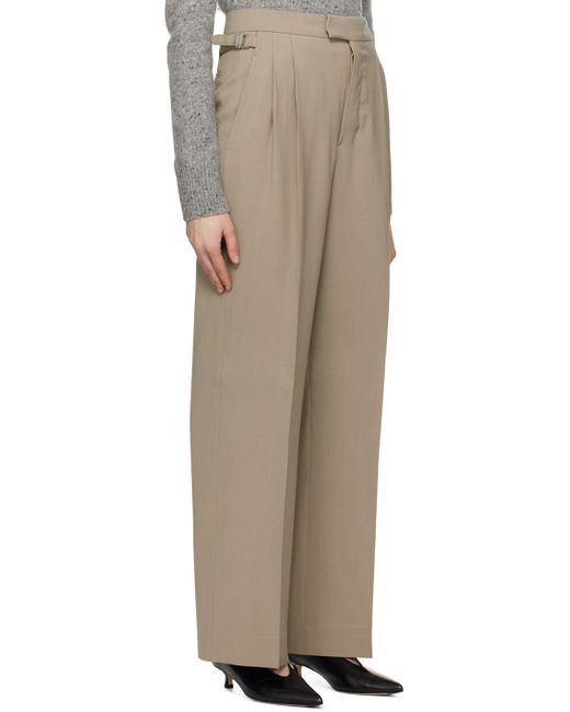 AMI Natural Taupe Pleated Trousers
