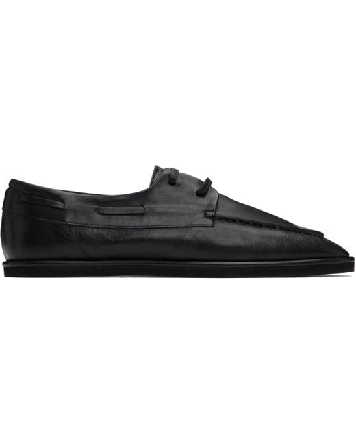 Auralee Black Soft Leather Deck Shoes