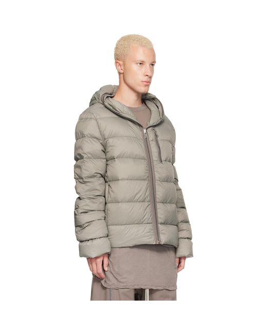 Rick Owens Gray Khaki Tower Light Nylon Duvet Down Jacket for men