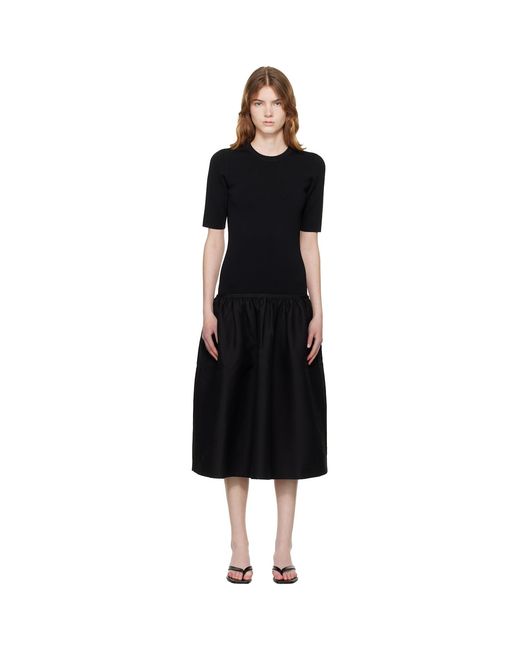 Totême Black Twinflower Tee Midi Dress