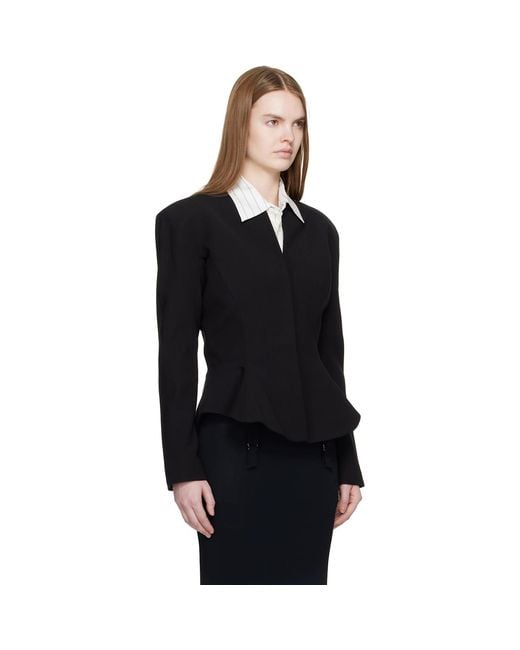 Mugler Black Flared Wool Jacket