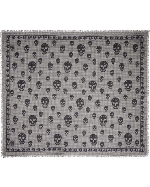 Alexander McQueen Gray Houndstooth Skull Scarf for men