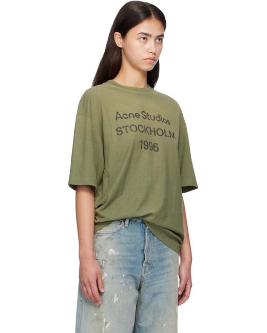 T-Shirt Décontracté Vert À Logo Acne en coloris Green