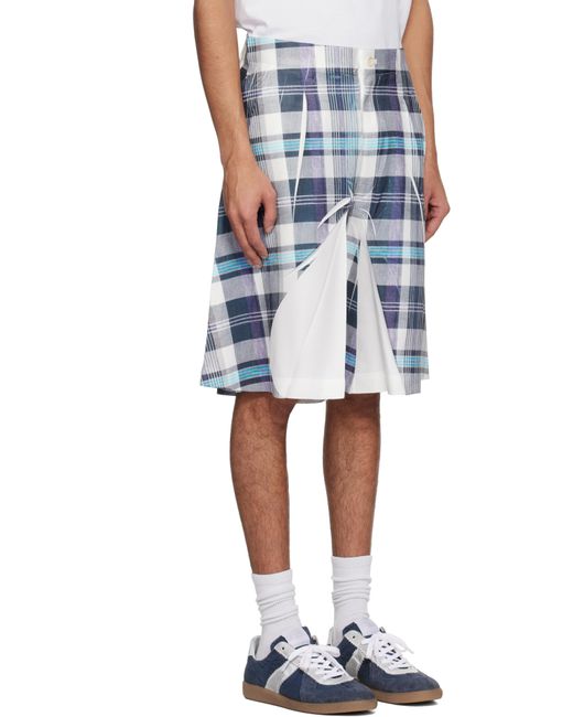 メンズ Comme des Garçons グレー＆ホワイト Garment Printed ポリエステルツイル ショートパンツ Blue
