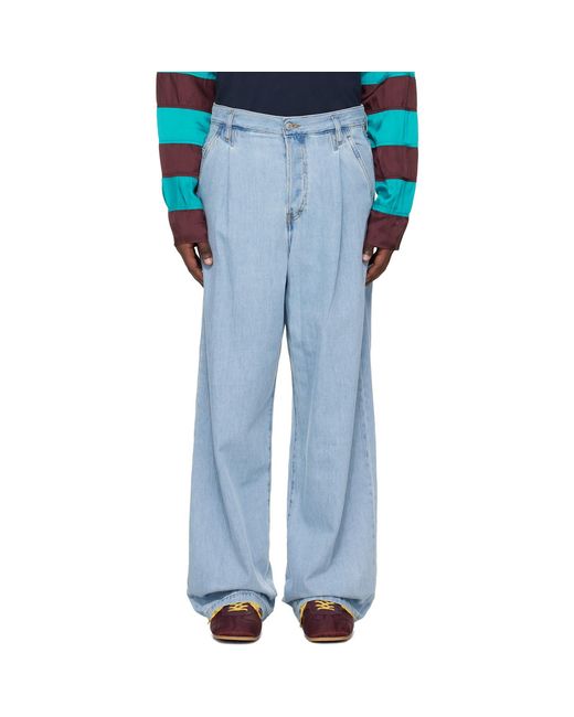 Dries Van Noten Blue Pleated Jeans for men