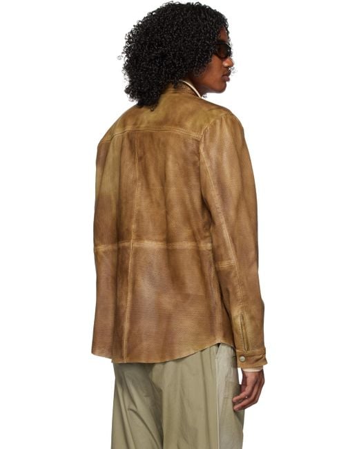 DIESEL Multicolor Brown L-clime Leather Jacket for men