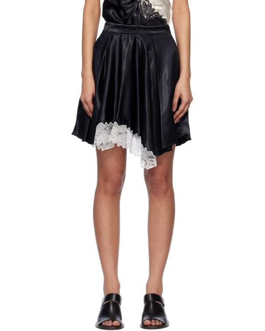 3.1 Phillip Lim ブラック Liquid Satin Flounce ミニスカート Black
