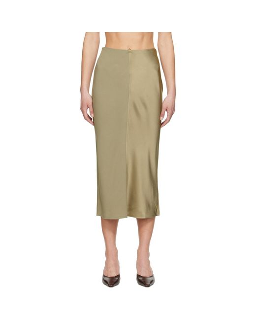 AMI Natural Taupe Straight Midi Skirt