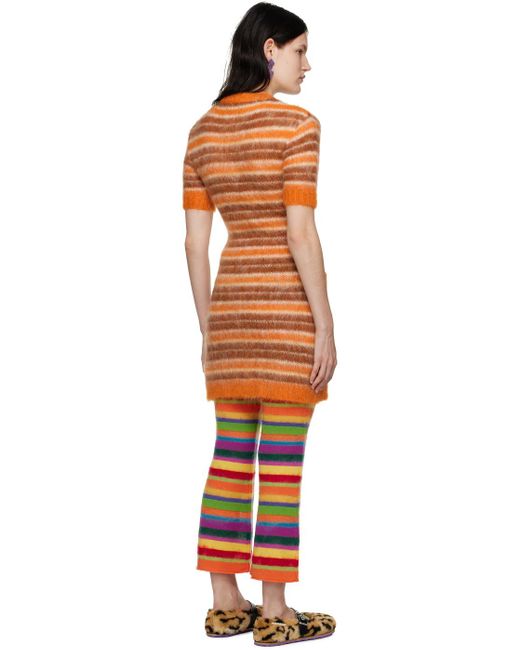 Marni Black Brown & Orange Striped Minidress
