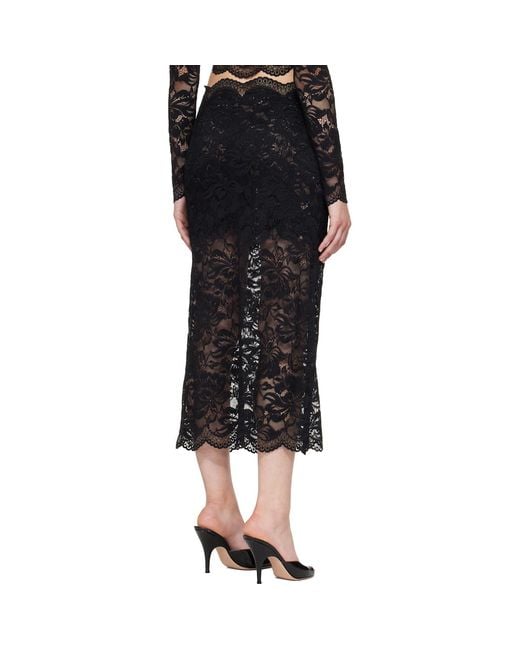 Rabanne Black Lace Midi Skirt