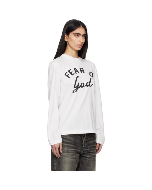Fear Of God White Varsity Long Sleeve T-Shirt