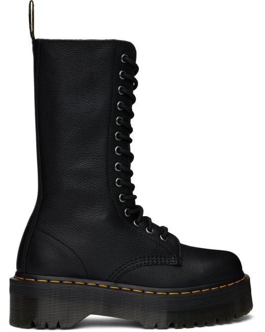 Dr. Martens Black 1B99 Pisa Leather Mid Calf Lace Up Boots