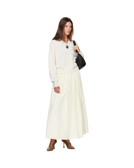 Loulou de Saison White Off- Anzor Lds Cashmere V Neck Sweater
