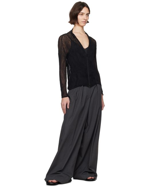 Issey Miyake Black Chiffon Twist Bk/Wt-56 Blouse