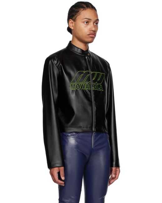 Mowalola Black Perforated Faux-leather Jacket for men