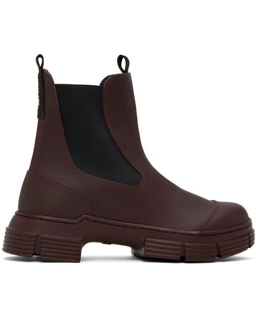 Ganni Brown Burgundy City Boots