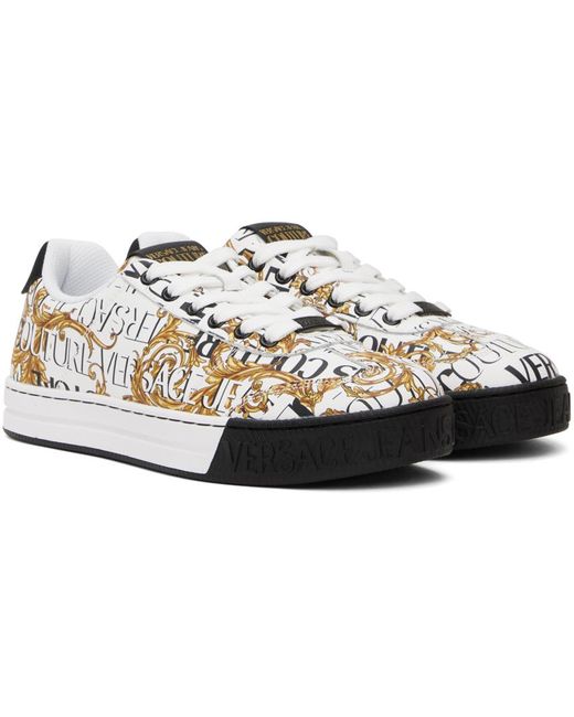 Versace Black White & Gold Court 88 Sneakers for men