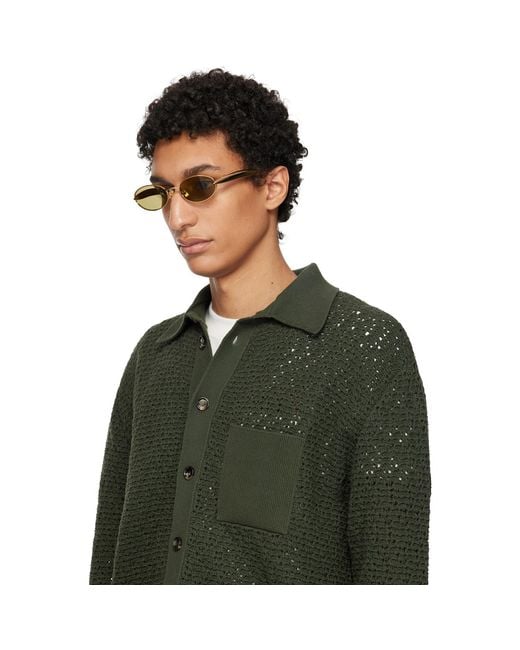 Bottega Veneta Black Sardine Oval Sunglasses for men