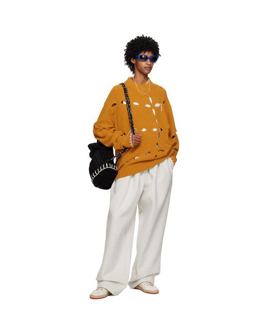 Pull Jaune À Perforations Adererror en coloris Orange