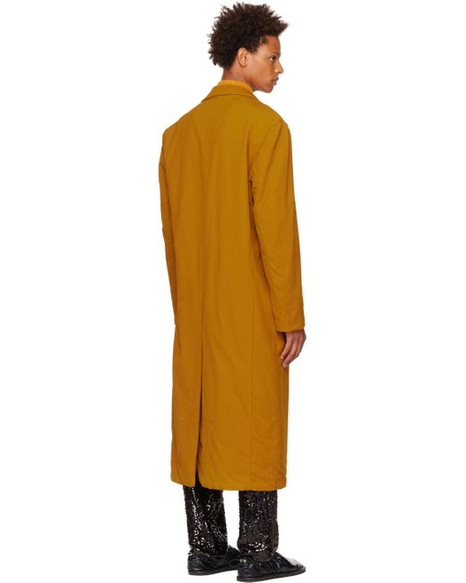 Dries Van Noten Orange Brown Twill Coat for men