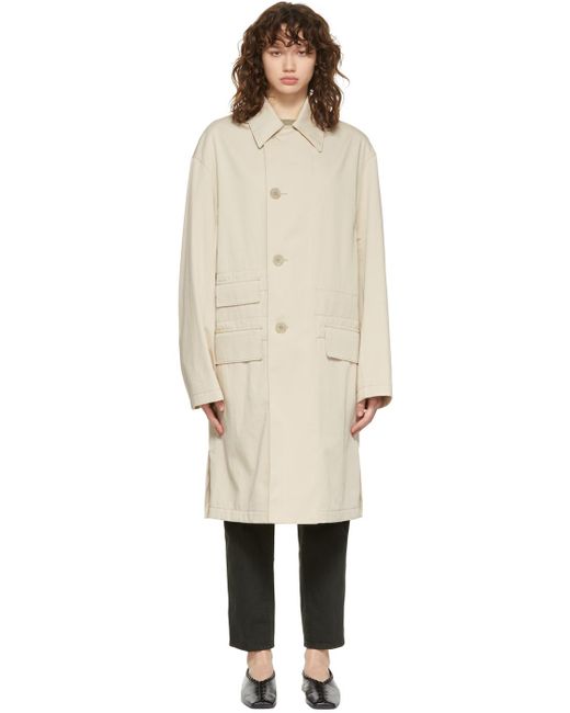 Lemaire Cotton Car Coat in Natural - Lyst