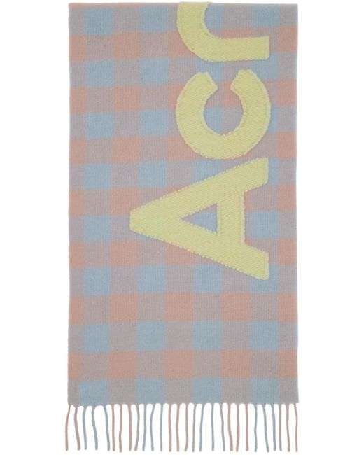Acne Multicolor Check Logo Scarf for men