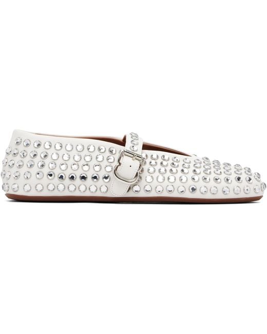 Alaïa White Strass Lambskin Ballerina Flats
