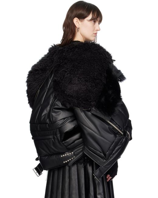 Junya Watanabe Black Padded Faux-leather Jacket