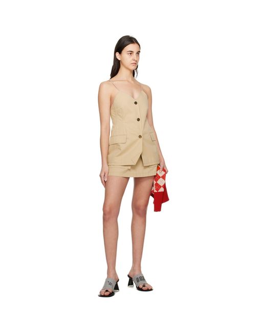 Pushbutton Natural A-Line Miniskirt