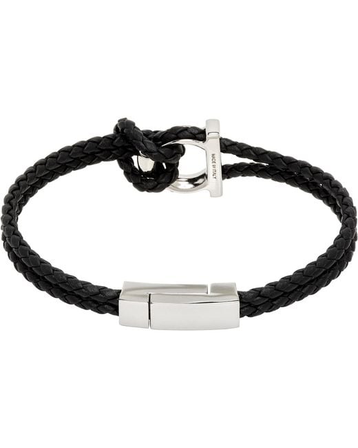 Ferragamo Black Gancini Bracelet for men