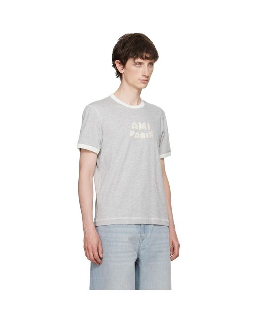 AMI Black Cotton Knitted Patch T-Shirt for men