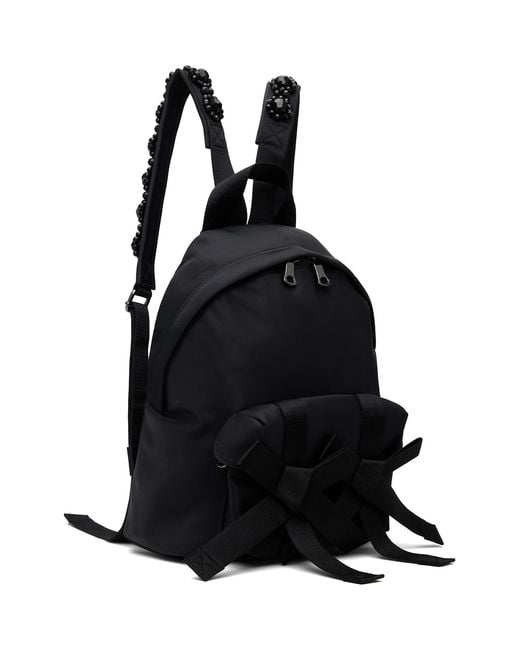 Simone Rocha Black Beaded Utility Bow Backpack for men