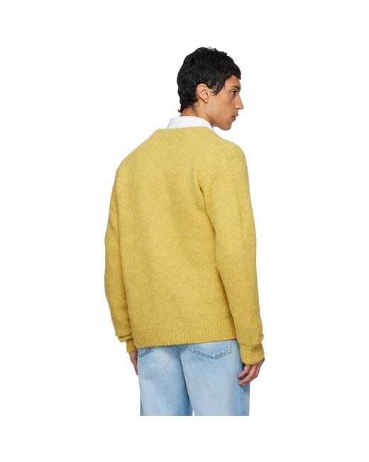 Dries Van Noten Yellow Alpaca Cardigan for men