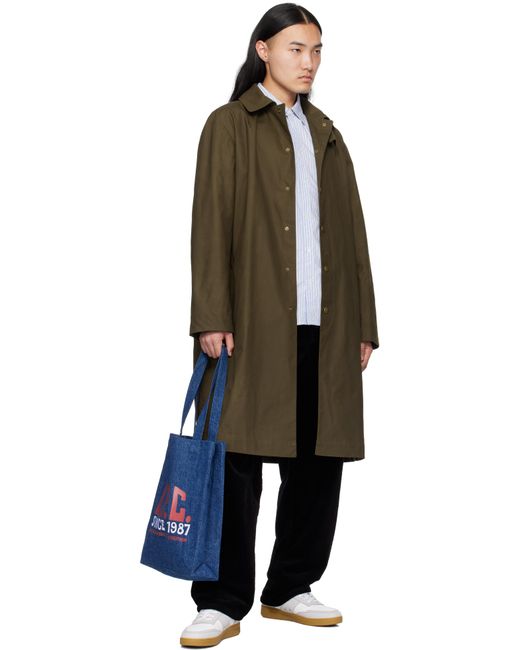 A.P.C. Black Khaki Arthur Mac Coat for men