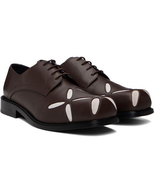 STEFAN COOKE Brown Slashed Square Toe Derbys for men
