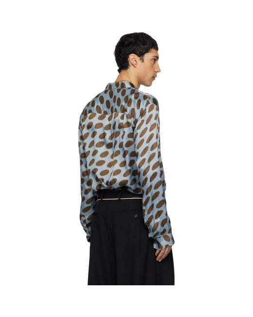 Dries Van Noten Black Polka-Dot Satin Shirt for men