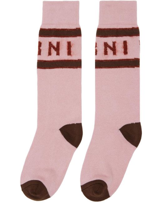 Marni Pink Mohair Logo Socks for men