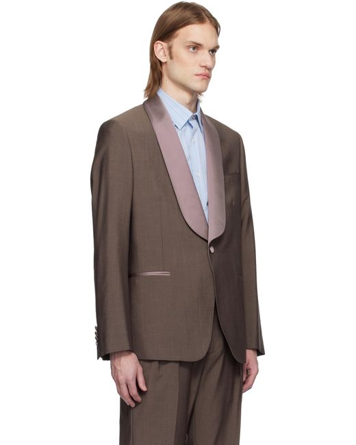 メンズ Paul Smith パープル ウール モヘア イブニング テーラードジャケット Brown