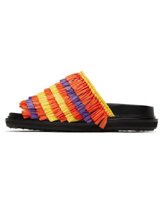 Marni Black Orange & Yellow Fussbett Sandals