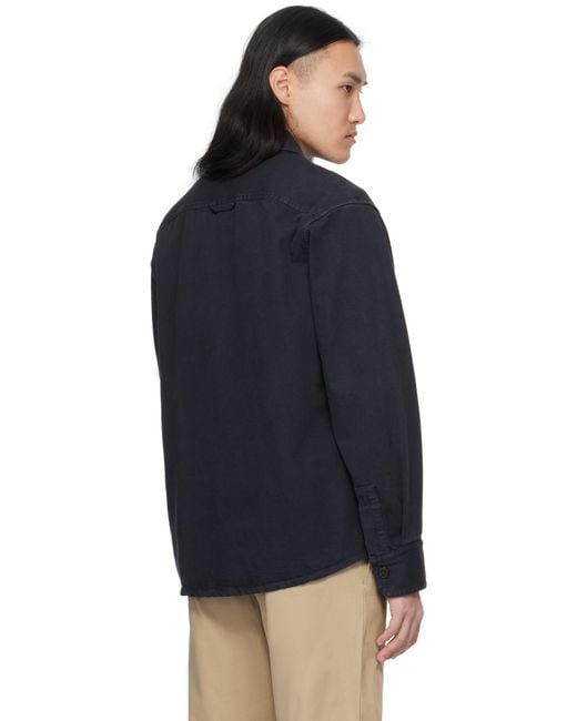 メンズ A.P.C. ネイビー Basile Brodée Poitrine オーバーシャツ Blue