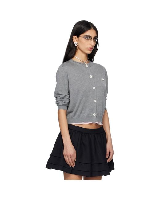 ShuShu/Tong Black Logo-Stitch Knit Cardigan