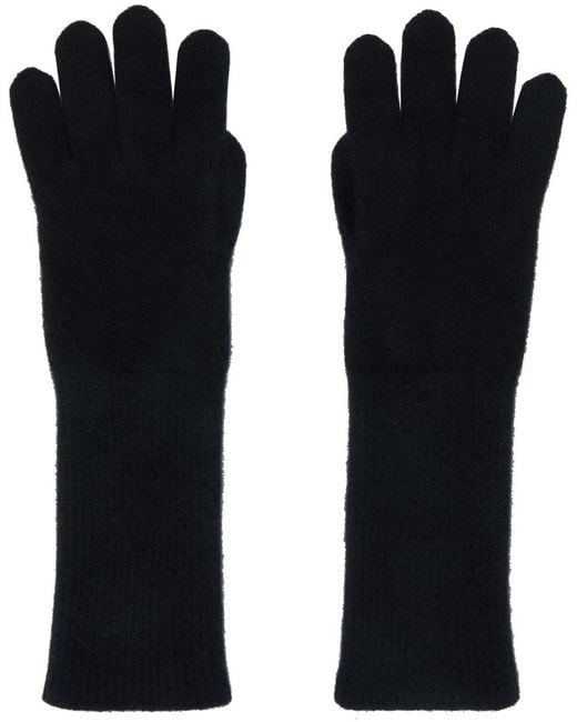 Auralee Black Baby Cashmere Knit Long Gloves for men