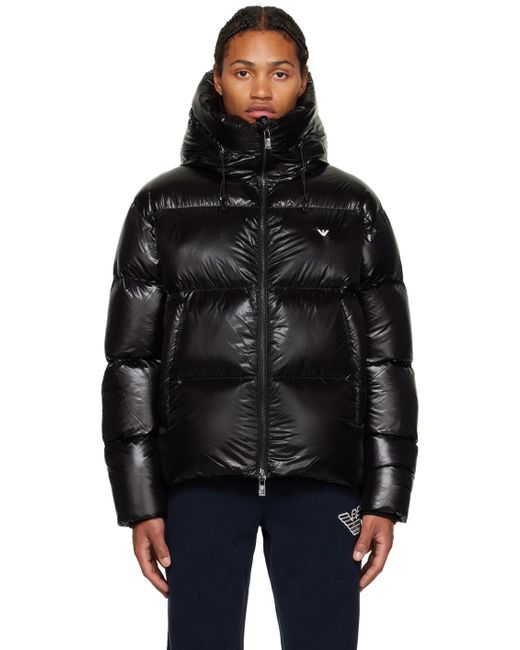 Emporio Armani Black Quilted Down Jacket for men
