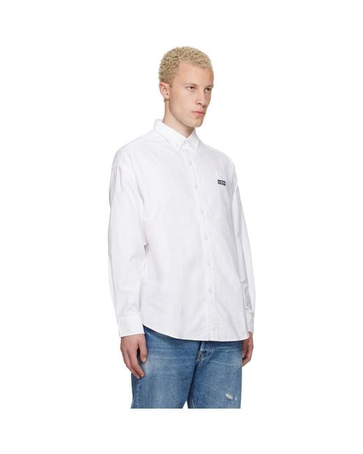 Aape By A Bathing Ape White 'Aapenow' Moonface Logo Long Sleeve Shirt for men