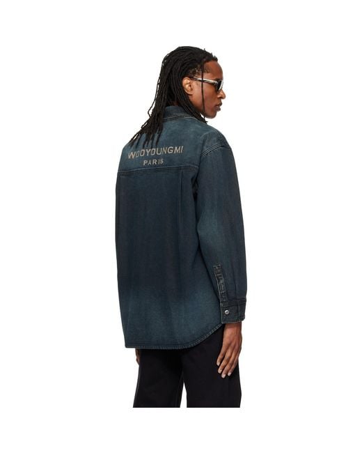 Wooyoungmi Blue Back Logo Denim Shirt for men