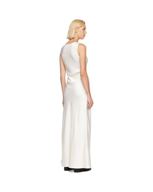 Rohe White Off- Scoop Neck Satin Maxi Dress