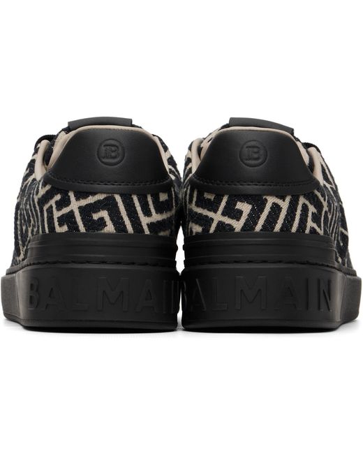 Balmain Black Monogram Jacquard B-Court Trainers for men