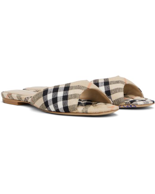 Burberry Natural Check Mews Slides